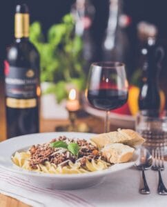 Pairing of Italian wine with hearty Italian cuisine